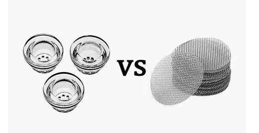 different bong screen types metal and glass comparison display