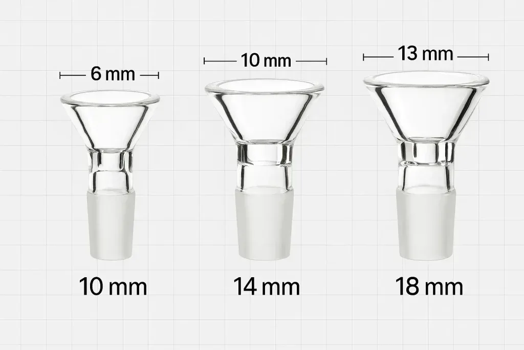 different size glass bong bowls 14mm and 18mm comparison