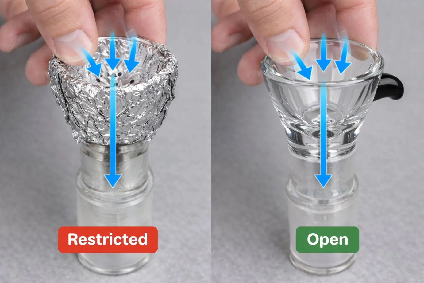 aluminum foil bowl airflow restriction comparison