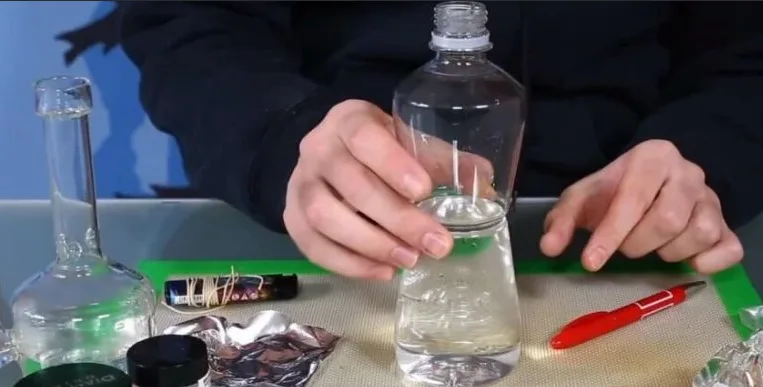 temporary aluminum foil bong bowl improvised setup demonstration