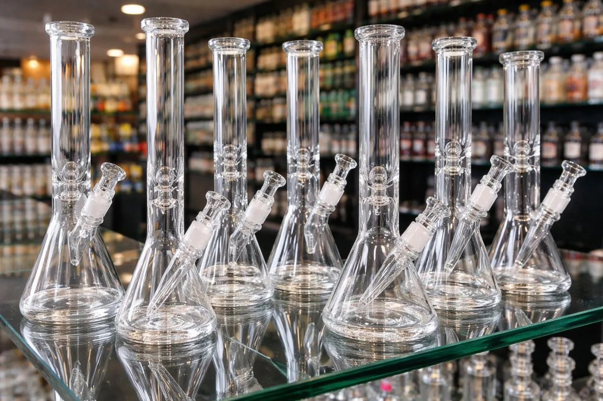 glass water pipes clean display smoke shop retail