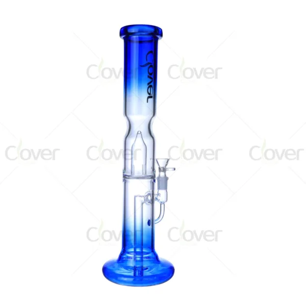 JOAGL blue gradient glass straight tube bong with percolator and flared base.