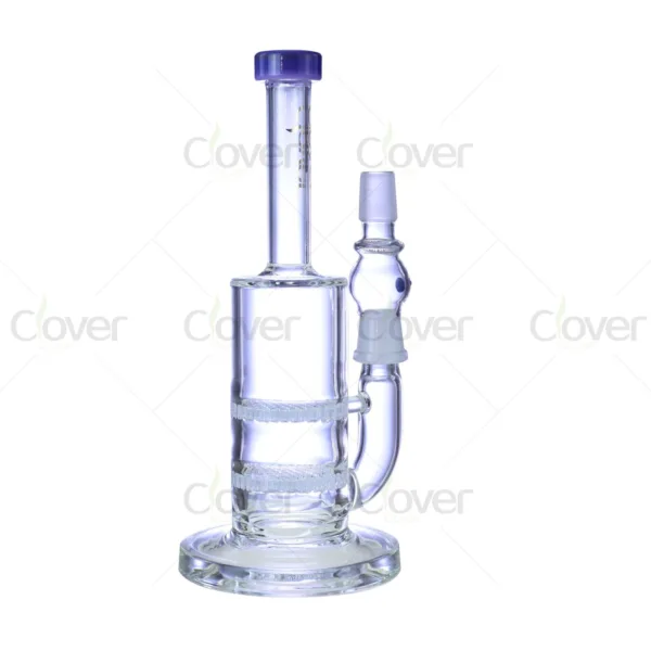 9.45" 5mm Purple-Top Double Honeycomb Perc Dab Rig | Wholesale Glass Water Pipe
