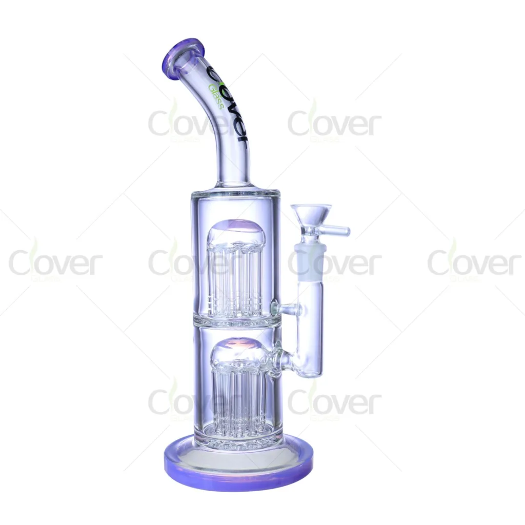 Clover Glass 11.02" 5mm Thick Double Tree Perc Glass Water Pipe