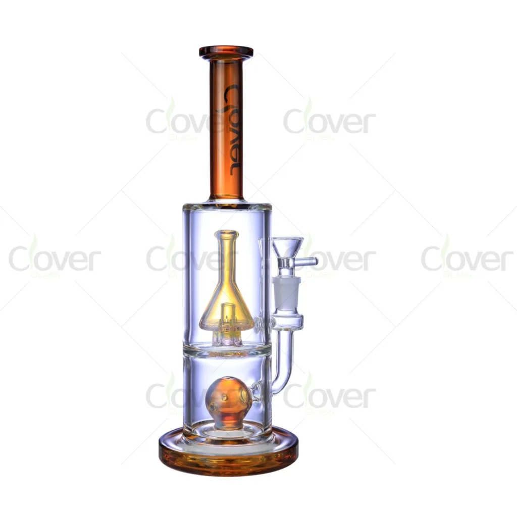 11.02" 5mm Dual Perc Two-Tone Straight Tube Dab Rig | Wholesale Color Accent Glass Water Pipe
