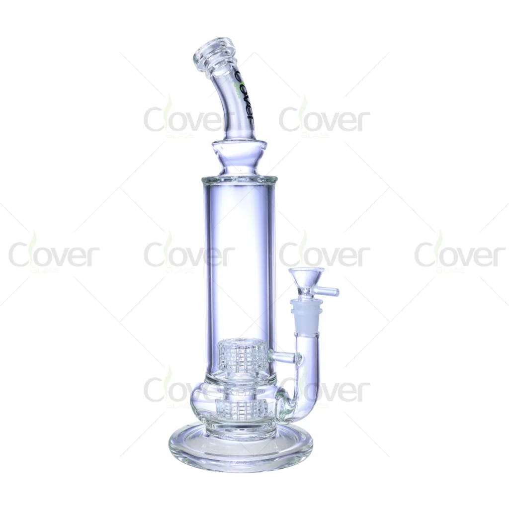 Clover Glass 12.2" 5mm Thick Double Matrix Perc Straight Glass Water Pipe