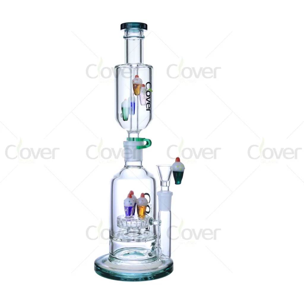 20.08" 5mm Dual Chamber Ice Cream Ornament Straight Tube Bong | Wholesale Two-Part Detachable Glass Water Pipe