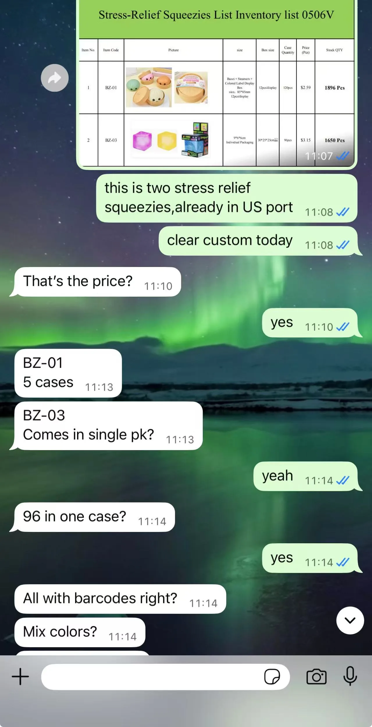 Customer chat screenshot 1