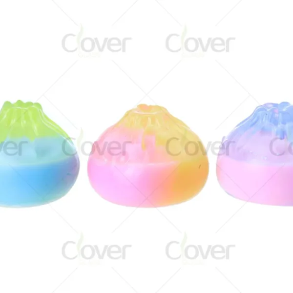 Three vibrant gradient glass bao bun dab rigs in pastel green, yellow, and blue.