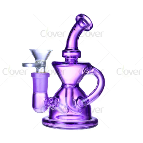 5.31 Inch 5mm Full‑Color Bell Base Mini Recycler Painted Bong | Clover Glass Wholesale Water Pipe