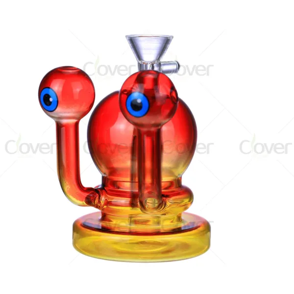 4.53 Inch 5mm Cute Cartoon Eye Painted Mini Glass Bong | Clover Glass Wholesale Water Pipe