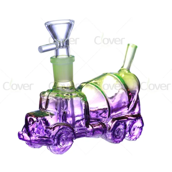4.72 Inch 4mm Cement Mixer Truck Novelty Water Pipe | Clover Glass Gradient Mixed‑Color Mini Bong