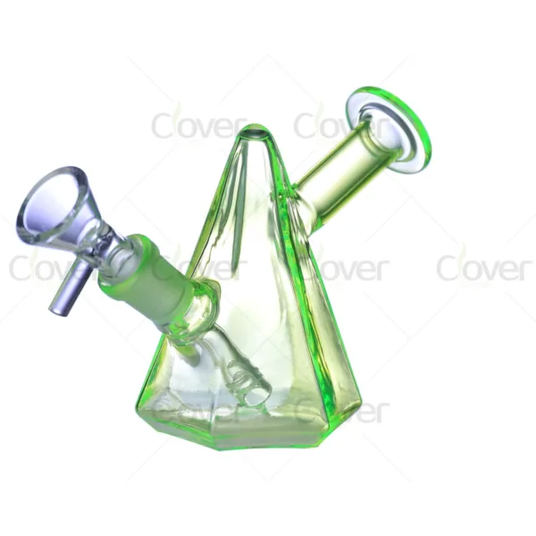 4.05 Inch 4mm Pyramid Mini Water Pipe | Clover Glass Mixed‑Color Geometric Compact Bong