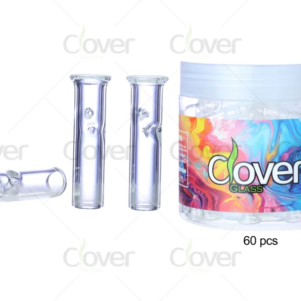 Clover Glass clear reusable filter tips, 60-piece jar for smoking.