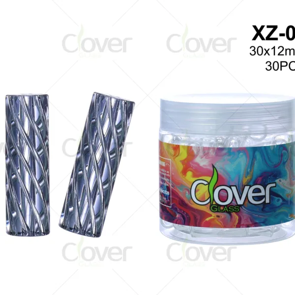 Clover Glass XZ-07 twisted glass filter tips, 30x12mm, 30 pieces jar.