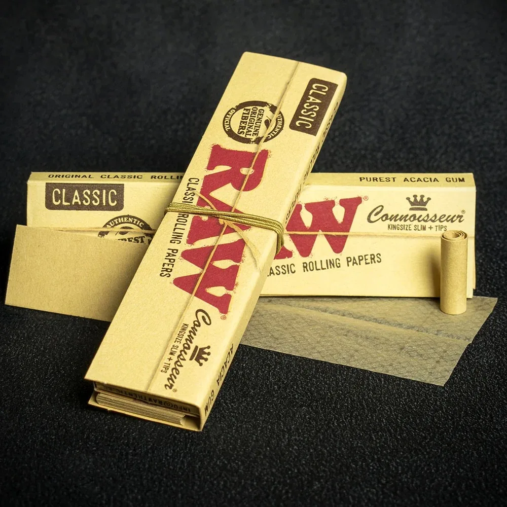 RAW Classic Connoisseur King Size Slim + Tips rolling papers and filters.