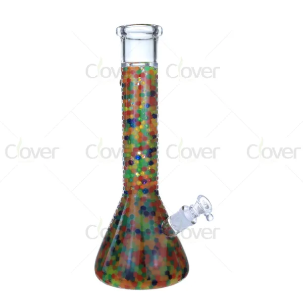 13.78 Inch Colorful Dot Beaker Glass Water Pipe, 5mm Thick, Beaker Base Smoking Bong | Clover Glass