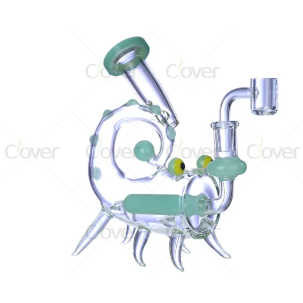 7.68 Inch Snail Shape Glass Dab Rig 5mm Thick With Slit Perc