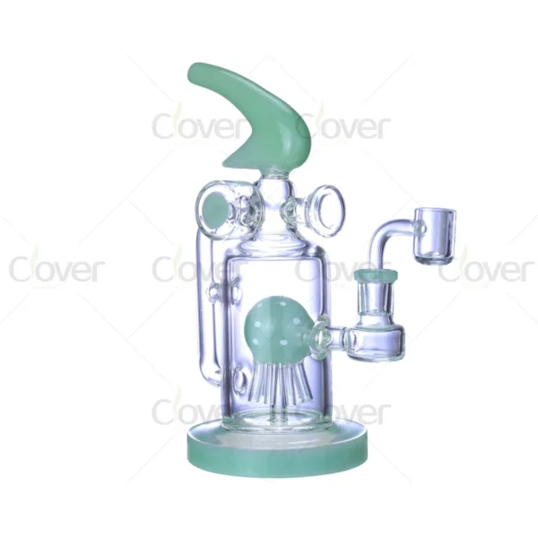 9.05 Inch Jellyfish Perc Glass Dab Rig 5mm Thick With Horn Top
