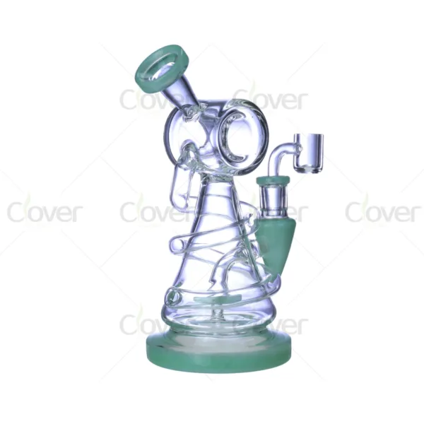 8.27 Inch Spiral Coil Glass Dab Rig 5mm Thick With Showerhead Perc