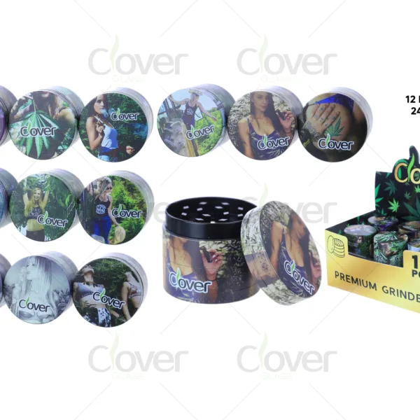 40mm 4-Part Zinc Alloy Weed Grinder, Girl Photo Full Print 4 Layer Manual Crusher, 12Pcs Display Box Wholesale